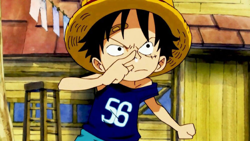 Luffy nhỏ với Ace và Sabo, biểu tượng tình anh em.