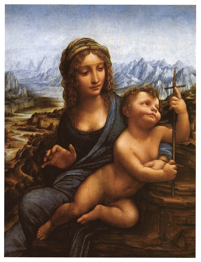 Madonna of the Yarnwinder, miêu tả Đức Mẹ Maria và Chúa Hài Đồng với cuộn chỉ, tác phẩm của Leonardo da Vinci