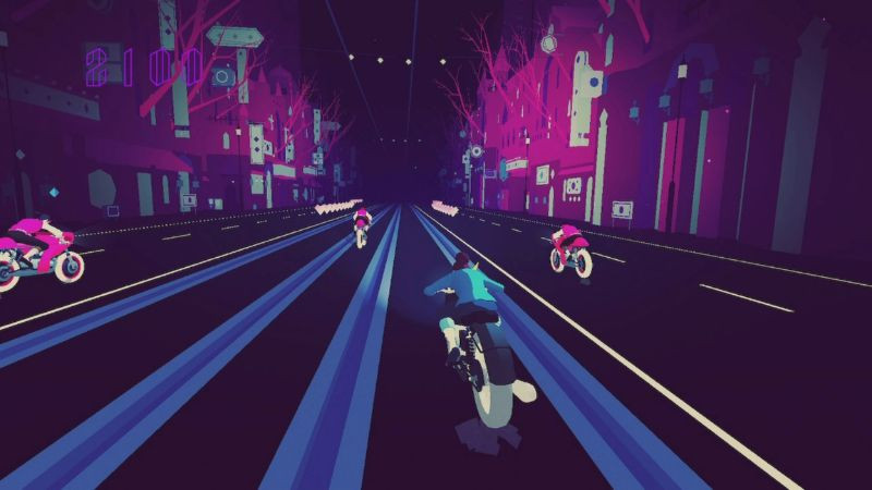 Màn hình hành động tốc độ và âm nhạc của game Sayonara Wild Hearts