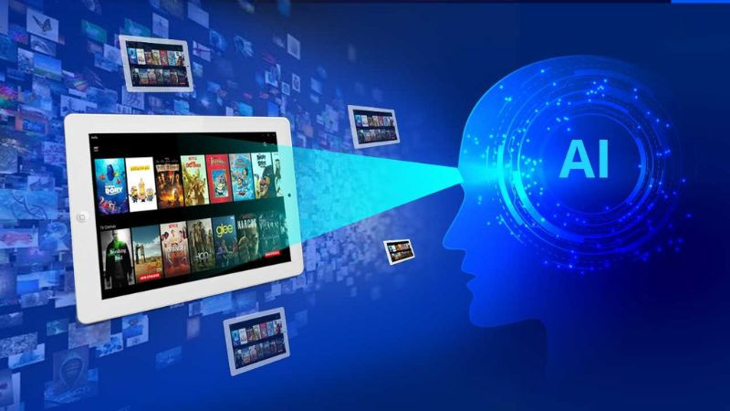 Màn hình hiển thị nội dung giải trí cá nhân hóa, ứng dụng AI trong truyền thông và giải trí