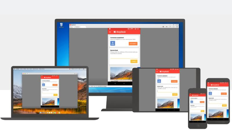 Màn hình máy tính từ xa được hiển thị trên điện thoại sau khi kết nối AnyDesk thành công.