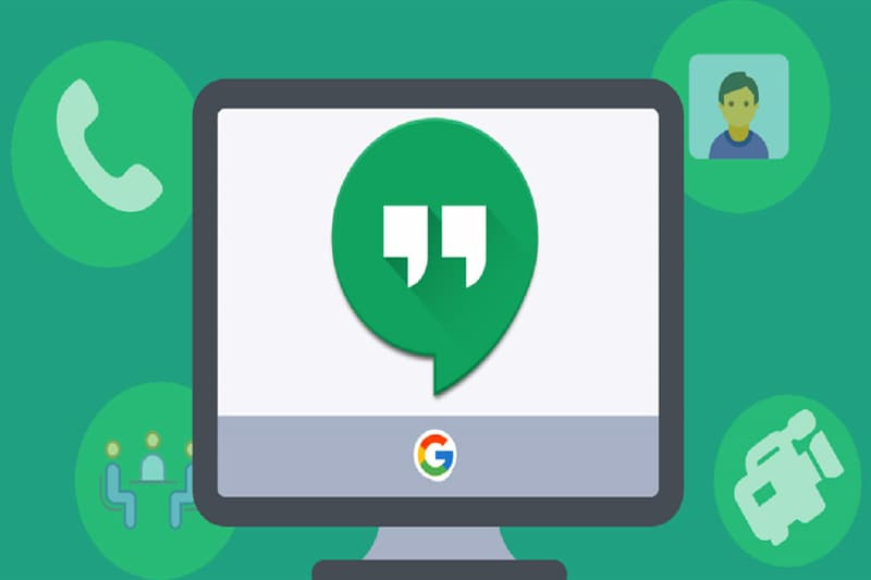 Màn hình ứng dụng Google Hangouts trên máy tính, hiển thị danh sách các cuộc hội thoại và liên hệ