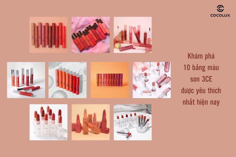 Hình ảnh minh họa màu 3CE Sepia khi lên môi, thể hiện sự biến hóa trên các tông da khác nhau.