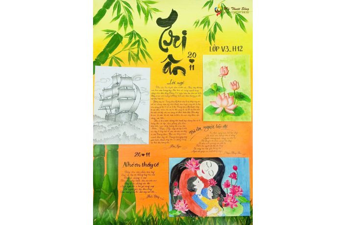 Mẫu báo tường sáng tạo của học sinh cho ngày nhà giáo Việt Nam