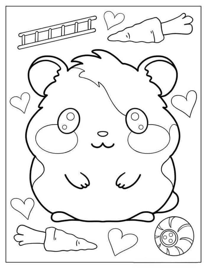 Mẫu tranh tô màu chuột hamster ngồi đáng yêu