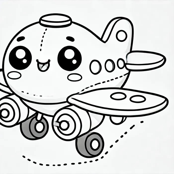 Mẫu tranh tô màu máy bay hoạt hình đáng yêu, ngộ nghĩnh