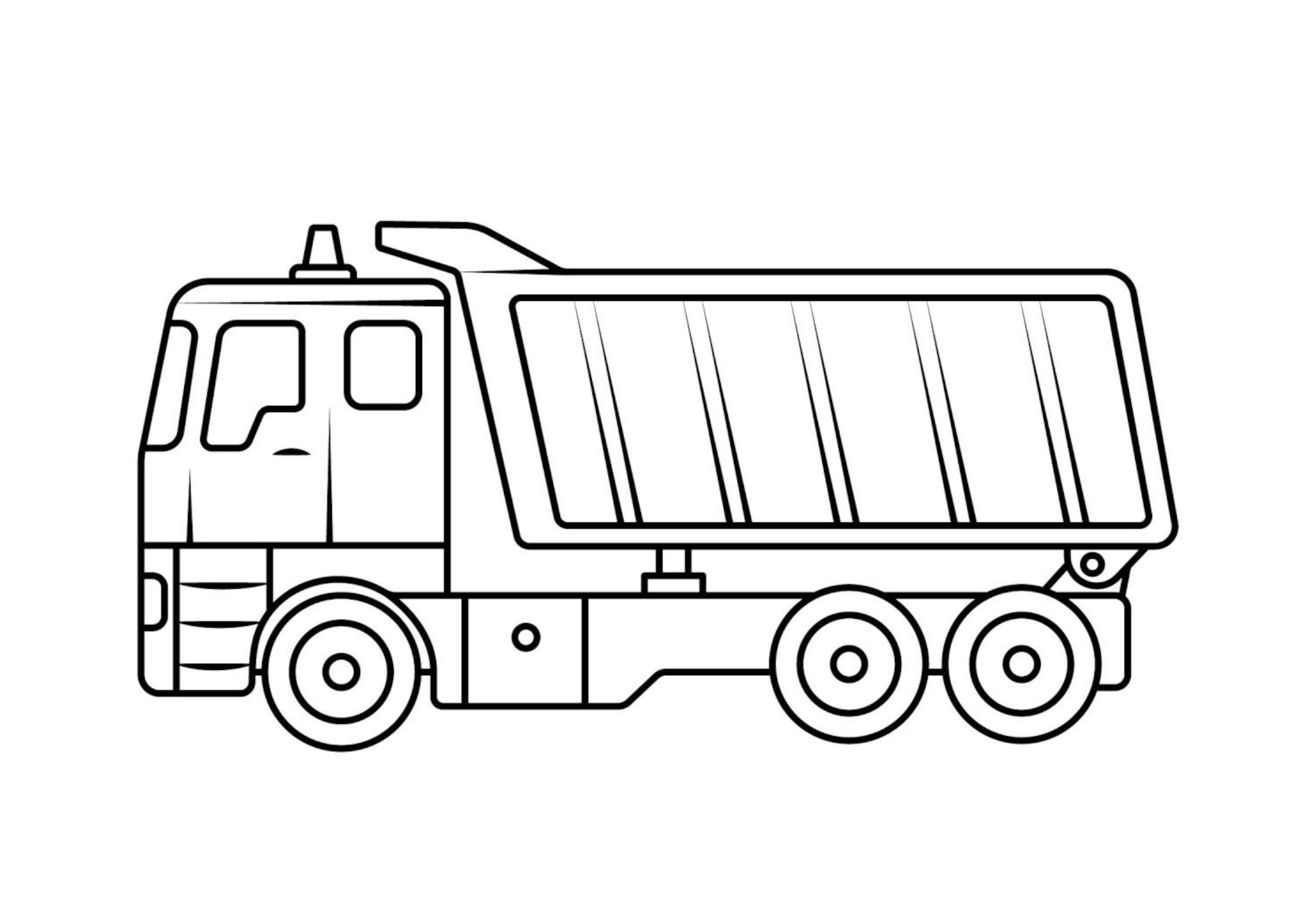Mẫu tranh tô màu xe tải thùng kín cho bé
