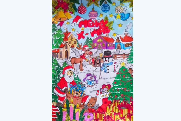 Mẫu tranh vẽ Giáng sinh đơn giản nhiều chủ đề