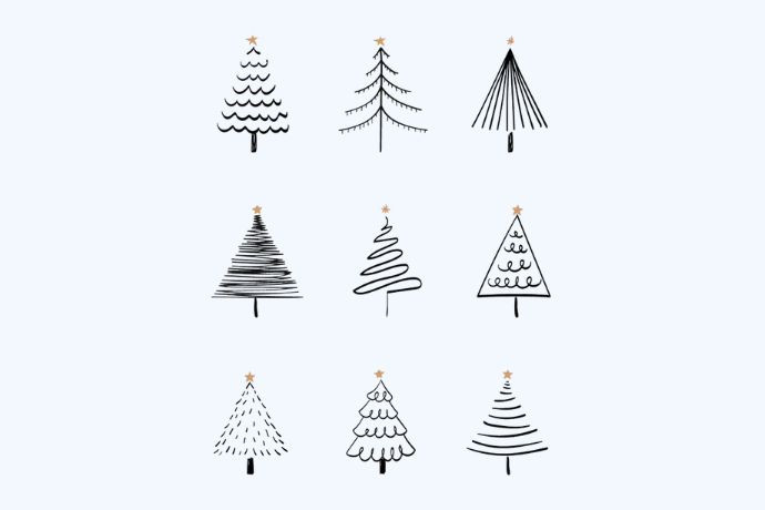 Mẫu vẽ cây thông Noel đơn giản dễ dàng thực hiện