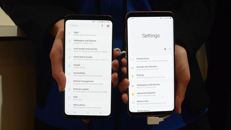 Menu cài đặt trên One UI được tối ưu cho thao tác một tay, thanh tìm kiếm đặt ở vị trí dễ tiếp cận