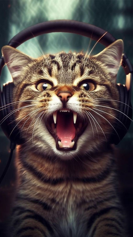 Mèo 3D ngầu trong một bối cảnh kỳ ảo, kết hợp giữa thực và ảo