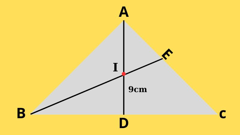 Minh họa bài toán ví dụ về tính chất trọng tâm chia đường trung tuyến theo tỷ lệ 2:1.