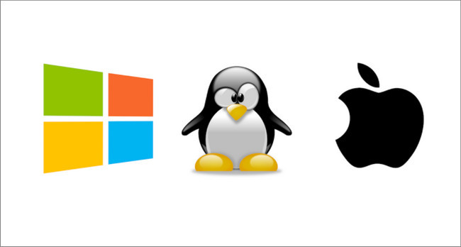 Minh họa các hệ điều hành máy tính để bàn thông dụng: Windows, macOS và Linux