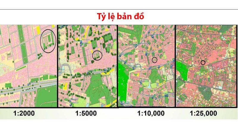 Minh họa cách tỉ lệ bản đồ ảnh hưởng đến mức độ chi tiết