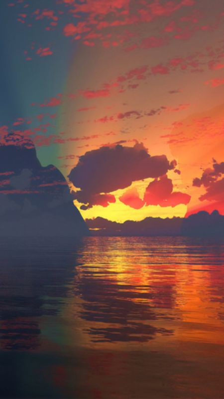 Minh họa hoàng hôn buồn với hình bóng cô đơn