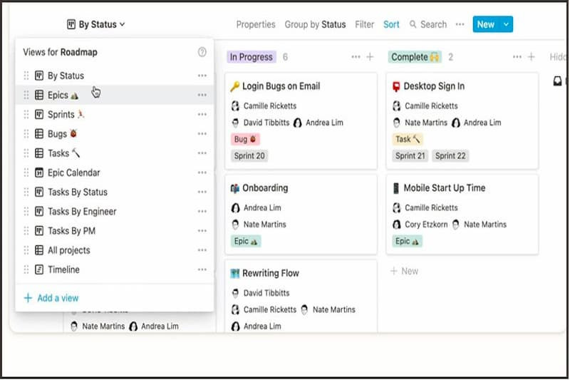 Minh họa khả năng lưu trữ đa dạng tài liệu, ghi chú và cơ sở dữ liệu trong không gian Notion