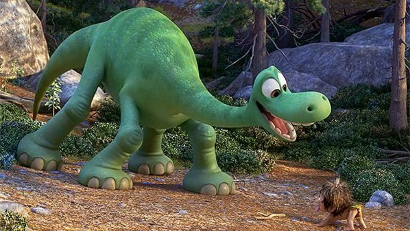 Minh họa khủng long với màu sắc tươi sáng