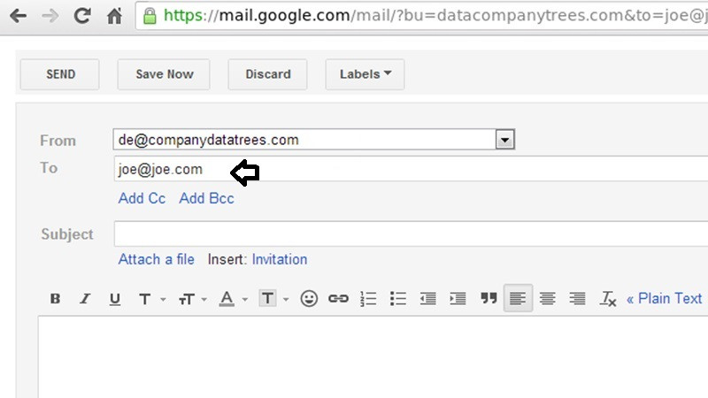 Minh họa trường 'To' để nhập địa chỉ email của những người nhận chính