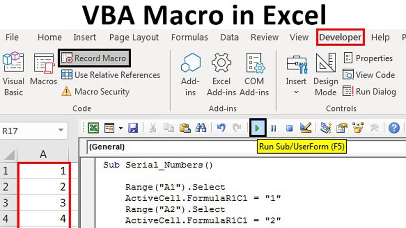 Minh họa việc sử dụng macro trong Excel VBA để tự động hóa các tác vụ lặp lại