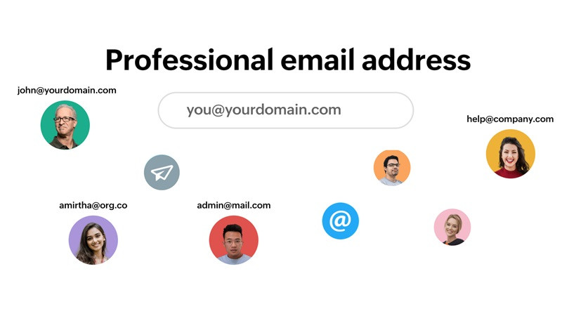 Minh họa việc sử dụng tên miền riêng cho địa chỉ email công ty hoặc cá nhân
