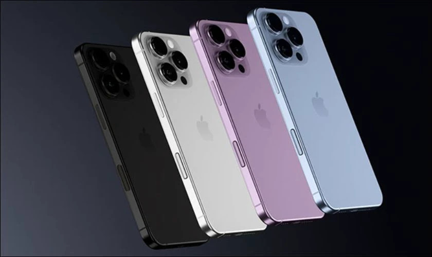 Mô hình iPhone 16 Pro Max với nhiều tùy chọn màu sắc khác nhau
