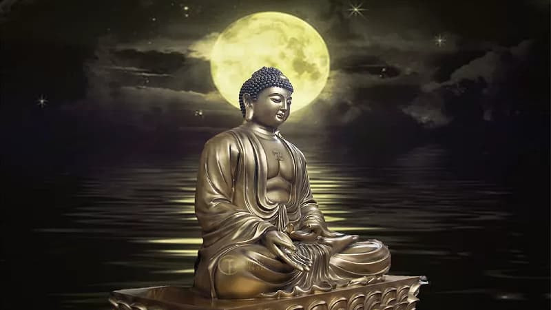 Một bức ảnh Phật A Di Đà ngồi trên đài sen đơn giản