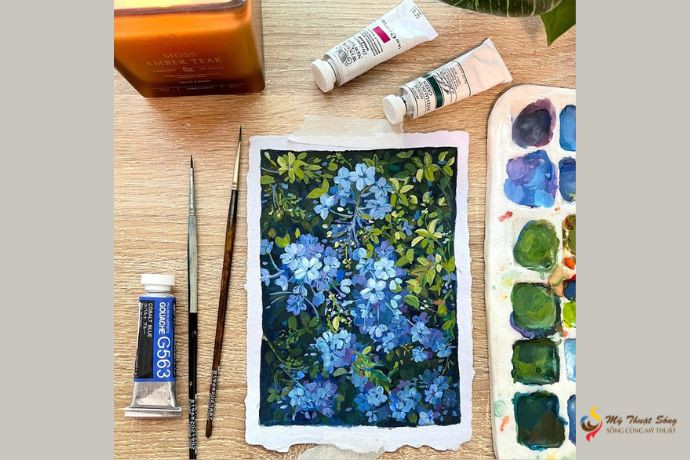 Một bức tranh minh họa được vẽ bằng màu gouache với độ che phủ cao