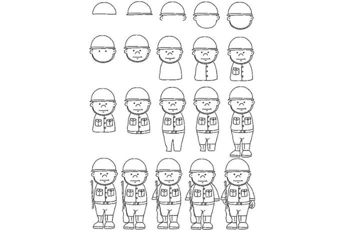 Một cách đơn giản để vẽ chú bộ đội cho trẻ em