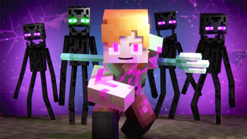 Một Enderman đang cầm một khối