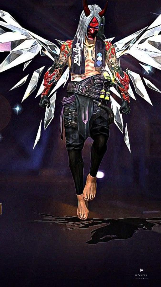 Một nhân vật Free Fire cầm súng với bộ trang phục độc đáo.