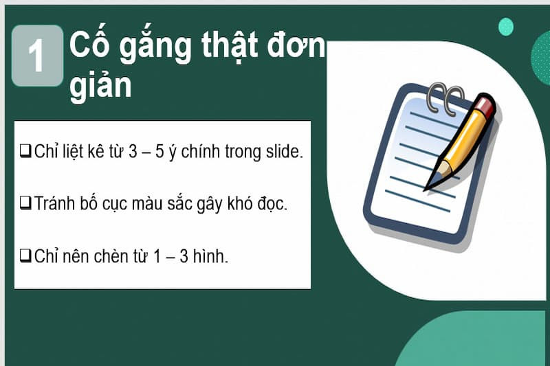 Một ví dụ về slide trình bày đơn giản, tập trung vào các ý chính.