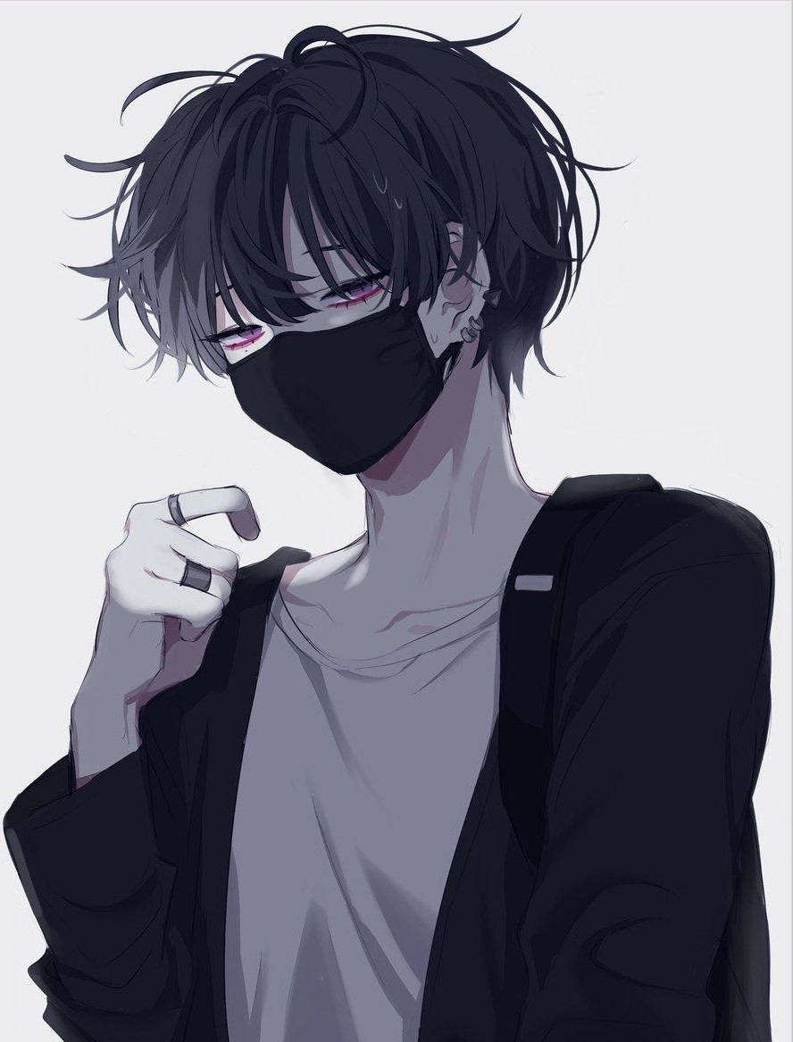 Nam anime đeo khẩu trang với ánh mắt sắc lạnh