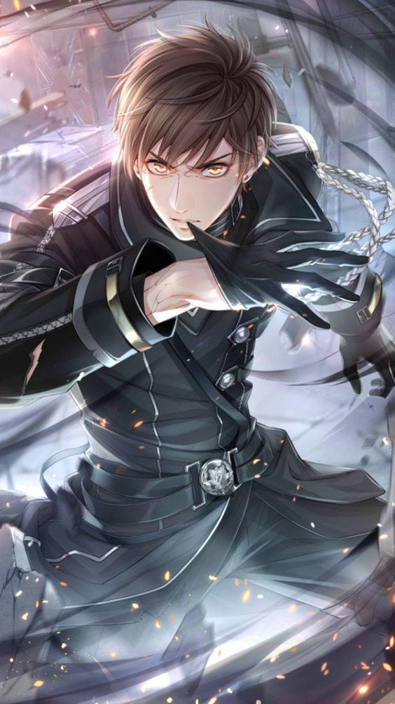 Nam anime trong tư thế chiến đấu đầy quyết tâm