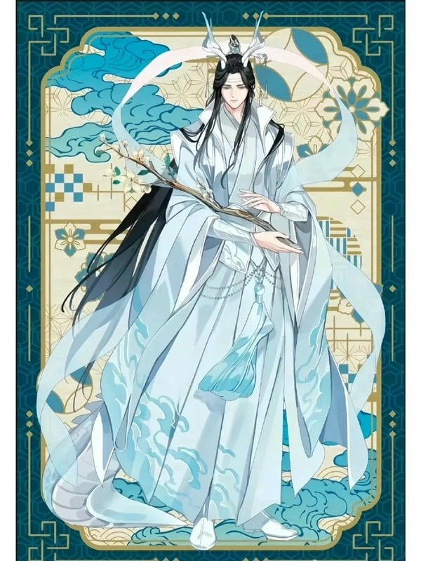 Nam nhân vật anime cổ trang với y phục màu trắng tinh khôi