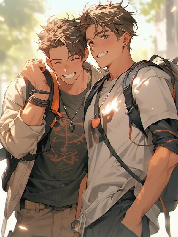 Nam sinh anime đang ăn trưa cùng bạn bè