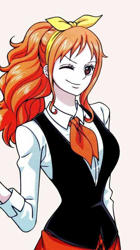 Nami đầy biểu cảm với mái tóc cam rực rỡ và chiếc vòng tay đặc trưng