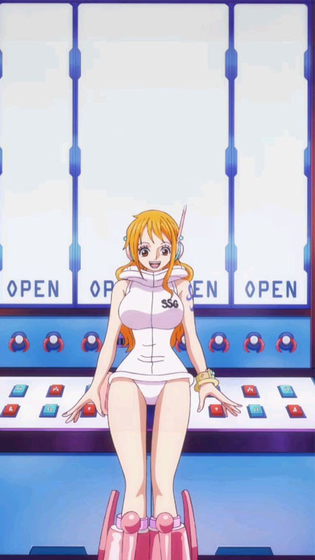 Nami trong một bộ trang phục lộng lẫy, khác biệt so với thường ngày