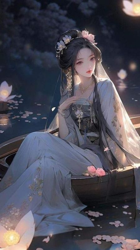 Nàng thơ ngây, dịu dàng khi ngắm bầu trời đêm