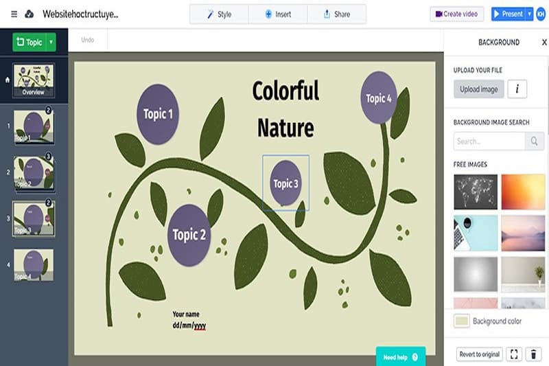Nền tảng Prezi với phong cách trình chiếu phi tuyến tính độc đáo.