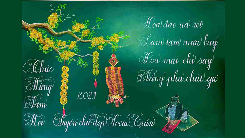 Nghệ thuật tranh Tết vẽ trang trí lớp học