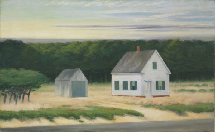Ngôi nhà biệt lập và phong cảnh ven biển Cape Cod vào tháng Mười mùa thu, được vẽ bởi Edward Hopper.