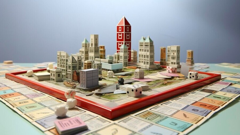 Người chơi gieo xí ngầu và di chuyển quân cờ trên bàn cờ Monopoly