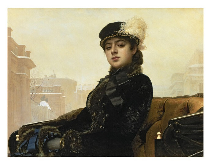 Người Đàn Bà Xa Lạ của Ivan Kramskoi, bức chân dung đầy bí ẩn thể hiện phong thái kiêu sa của giới thượng lưu Nga.