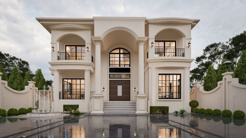 Nhà biệt thự phong cách cổ điển nhìn từ trên cao