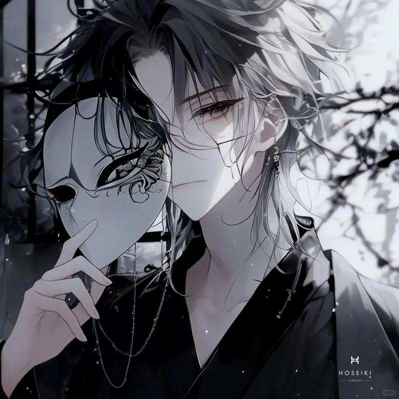 Nhân vật anime nam đứng với áo khoác dài bay trong gió, tạo hình phong cách ngầu