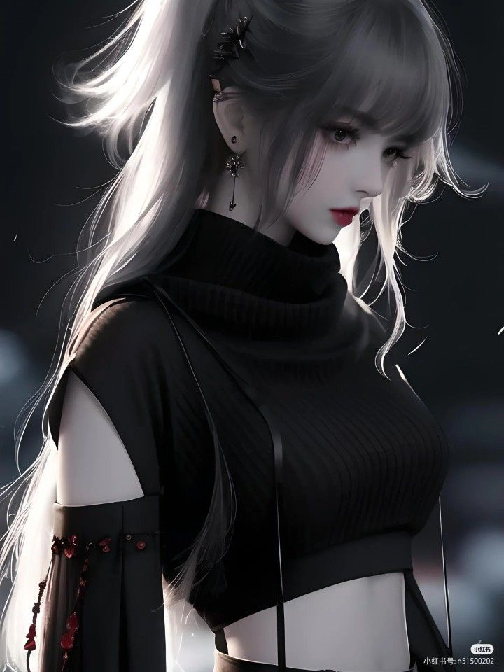 Nhân vật anime nữ mặc đồ đen siêu ngầu