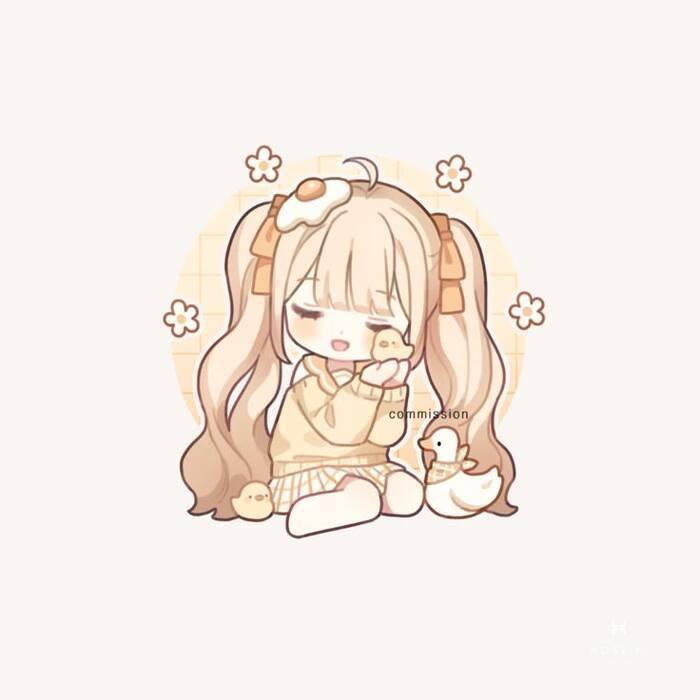 Những Hình Cute Chibi Dễ Thương Ai Cũng Yêu Thích Nhân vật chibi nữ buồn bã, mái tóc xanh dương