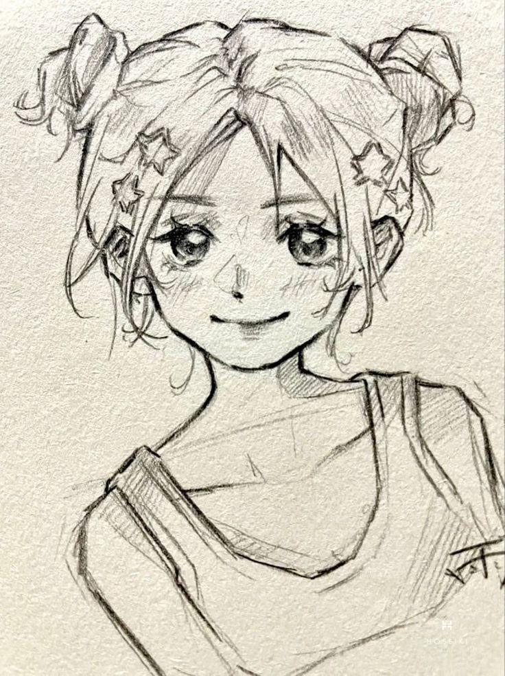 Khám Phá Nghệ Thuật Vẽ Tranh Anime Nữ Tuyệt Đẹp Nhân vật vẽ anime nữ với mái tóc dài mượt mà, bay bổng