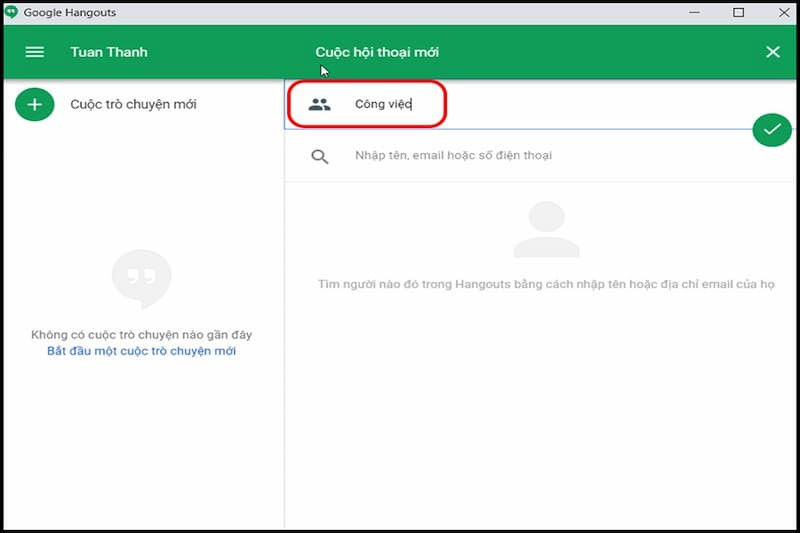 Nhập tên cho nhóm chat mới trong Google Hangouts để dễ dàng nhận biết