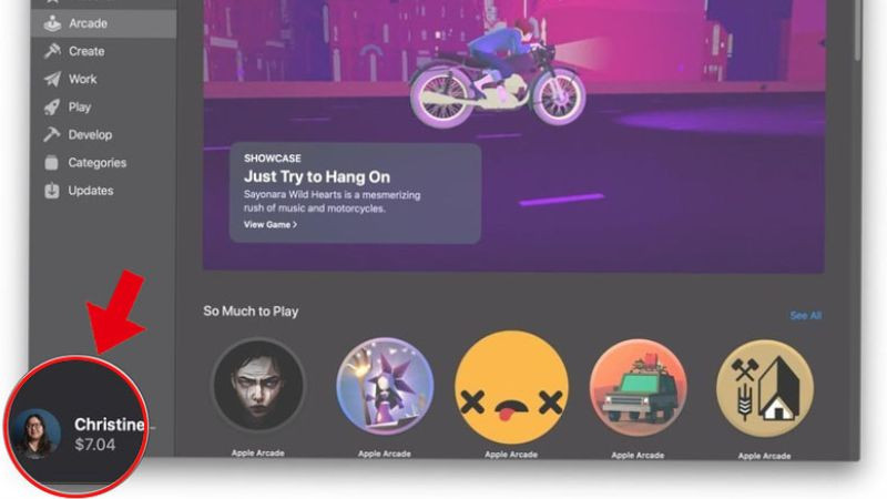 Nhấp vào biểu tượng Apple ID trong App Store trên MacBook